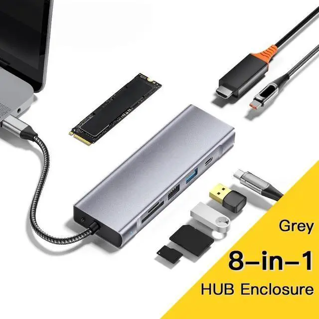 Main image of 8-in-1 USB Hub With Disk Storage Function USB Type-c to Video Output Laptop Dock Station For Type-C Laptop