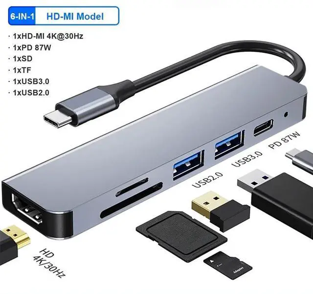 Main image of 4K 30Hz USB C Docking Station Type C to Video Output VGA RJ45 Adapter USB 3.0 HUB Splitter For Laptop Type-C Laptop Type-C Phone