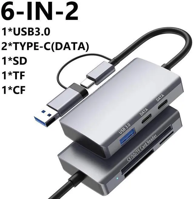 Main image of Card Reader USB 3.0 to SD TF CF Memory Card Adapter 6 in 1 Docking Station Multifunction Smart Reader For PC Laptop