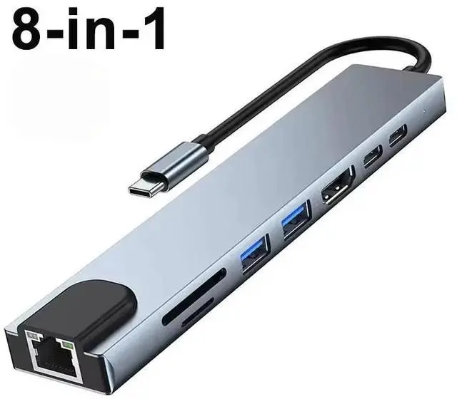 Main image of Usb 8 In 1 Type C 3 1 To 4k HdTV Hub Adapter With Sd Tf Rj45 Card Reader Pd Fast Charge For Type-C Laptop Notebook Computer