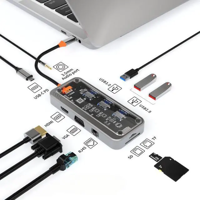 Main image of USB C Hub Ethernet Port PD 100W Adapter for Type-C Laptop Type-C Phone USB 3.0 Laptop Tablet - Type C Docking Station