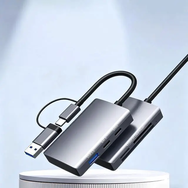 Main image of 6-in-2 USB C Docking Station USB to USB3.0/TYPE-C/SD/TF/CF Card Reader USB 3.0 HUB USB Splitter OTG Adapter for Laptop