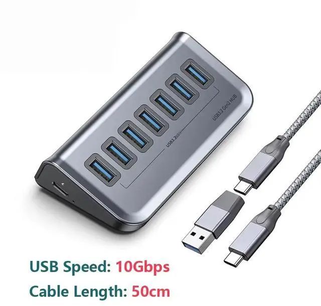 Main image of Portable USB 3.2 Gen1 Gen2 Hub 10/5Gbps Data Hub Hard Drive Powered PD18W/60W SD/TF for PC PS4 Laptops Type-C Laptop Mouse