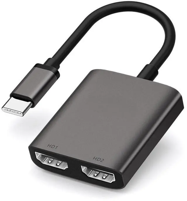 Main image of 2 Port USB C Hub to Dual Video Output 4K 60HZ Dual Screen Expansion Type C Docking Station For Laptop Mobile Phone PC Projector