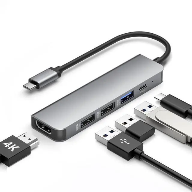Main image of USB Hub USB C 3.0 Hub 5Ports Docking Station Type C Hub 4K30Hz Video Output USB 3.0 Adapter For Type-C Laptop Type-C Phone