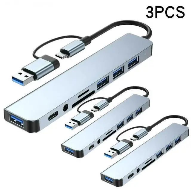 Main image of 8 In 1 USB C Hub Expander Multiport Adapter Type C Splitter Dock USB 3 Port For Type-C Phone Tablet Fast Data Transfer Charging