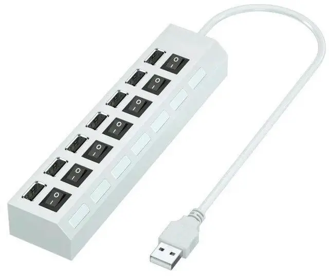 Main image of USB Hub 7 Port Multi USB Splitter Power Adapter Multiple Expander With On Off Switch For PC Laptop Type-C Laptop Accessories