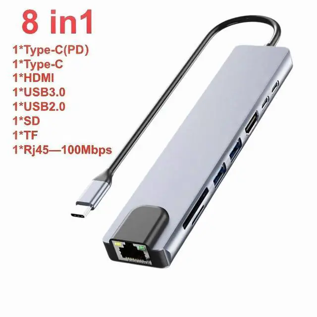 Main image of USB C Hub 8In1 7In1 Type C Docking Station with USB3.0/2.0 Video Output SD/TF Card Reader PD Fast Charge for Type-C Laptop Notebook Laptop