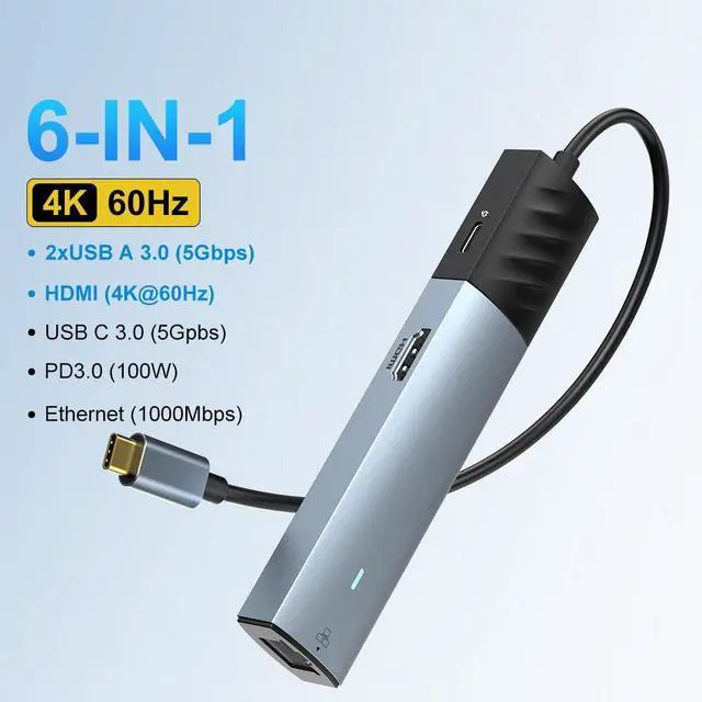 Main image of USB C HUB Docking Station 4K 60Hz Video Output Adapter Gigabit Ethernet 3*USB 3.0 Ports PD100W For Type-C Laptop PC laptop