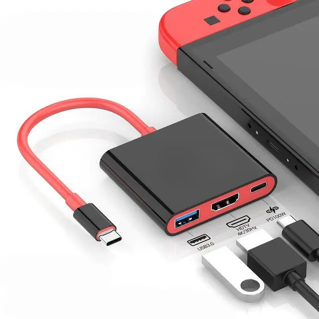 Main image of 3-in-1 USB C to Video Output 4K HUB Type C Adapter 100W PD USB 3.0 Docking Station for Gaming Handheld Type-C Laptop Phone