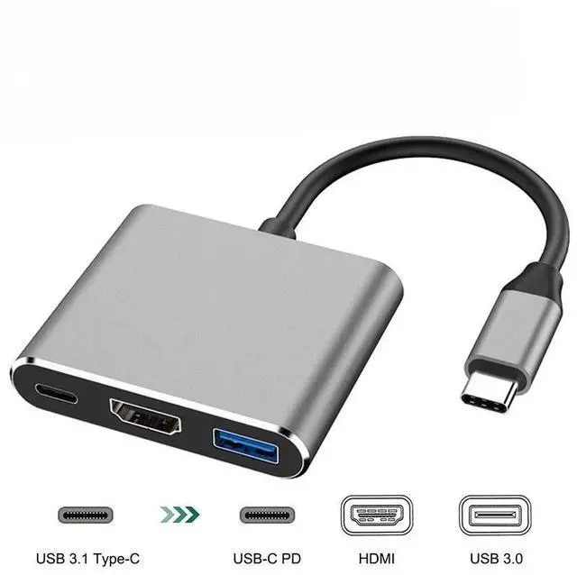 Main image of USB C HUB 3in1 Type C 3.0 To Video Output Docking Station PD Fast Charge 4K HD Adapter Splitter for Type-C Laptop Phone Computer