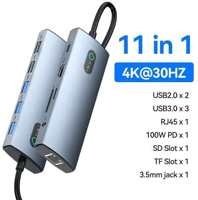 Main image of 11 in 1 USB C Hub PD 100W RJ45 SD Reader USB 3.0 Splitter 8 in 1 Dock Station For Type-C Laptop Type-C Phone Laptop