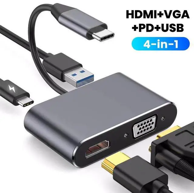 Main image of Type-c Docking Station Video Output VGA Game Console USB Monitor VGA Docking Station 4 in 1 HUB 4K High Definition