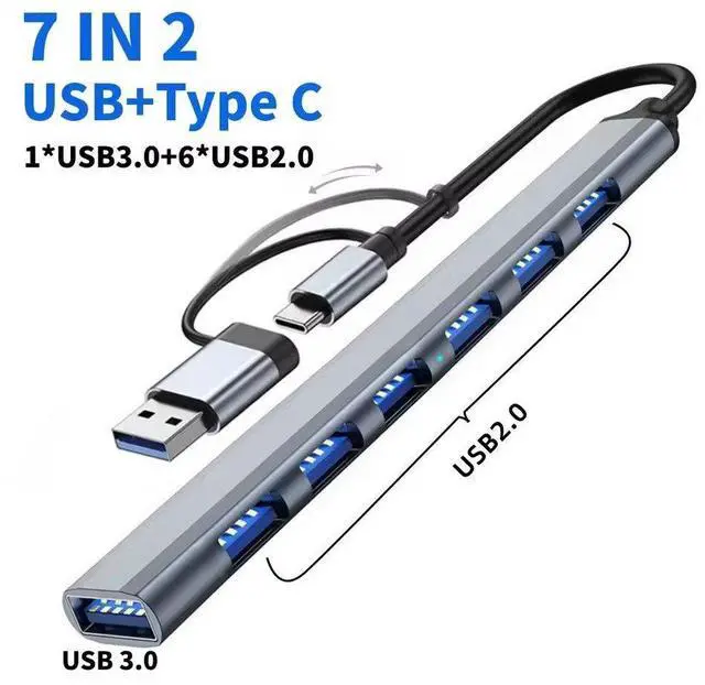 Main image of 7 Ports USB 3.0 Type C HUB Expander Splitter High Speed OTG Adapter Docking Station For LaptopPC Hard Drive Mouse Keyboard