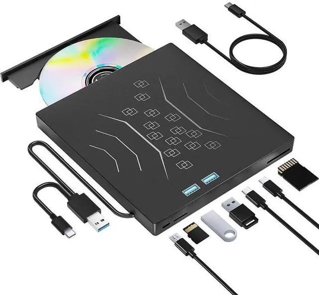 Main image of External USB 3.0 CD/DVD +/-RW Drive with SD/TF Port for Laptop PC