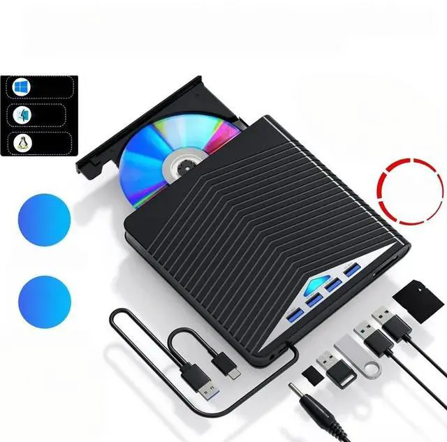 Main image of External CD DVD Drive for PC Laptop Windows 11 10 USB 3.0 Burner Reader Writer