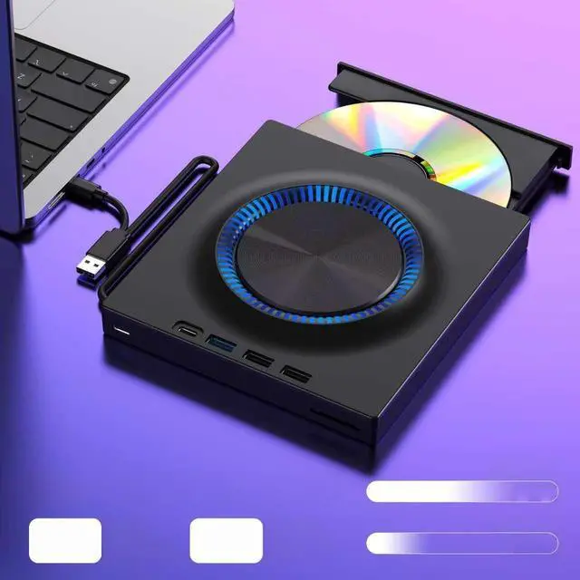 Main image of USB 3.0 External CD/DVD Drive for 2024: Type C Portable CD/DVD+/- RW Drive/DVD Player Hub with SD Card Reader