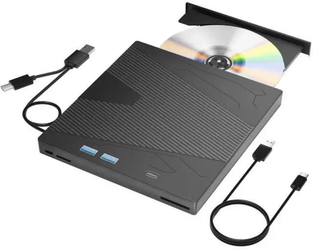 Main image of 7-in-1 External CD/DVD Drive USB 3.0 & Type-C DVD Player Portable CD DVD RW Burner Compatible with Windows XP/7/8/10 Linux MacOS