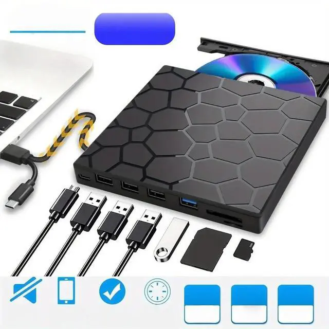 Main image of USB 3.0 Type C External RW CD Player Burner Bluray Player 7 in 1 External CD DVD Drive External CD Reader For PC Laptop Desktop