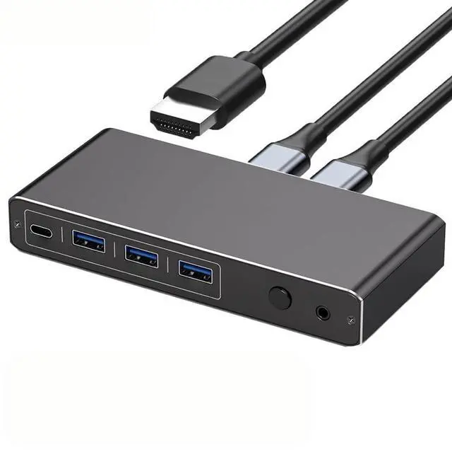 Main image of 2K 120Hz Thunderbolt USB C HDMI KVM Switch 100W PD Charge Type C USB KVM Switcher for PC Desktop Notebook with 1 HDMI Monitor