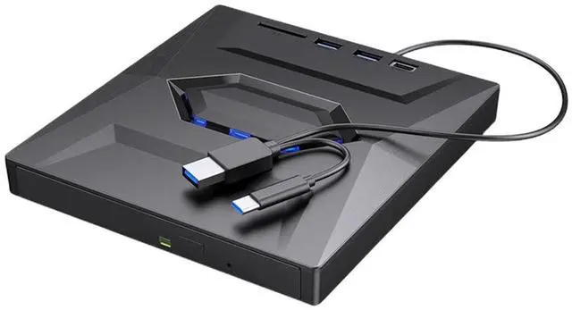 Main image of USB3.0 DVD Burner with USB/Type-C Ports+ SD/TF 5 In 1 Disk Reader Rewriter Drive for Mac/Linux Windows XP/10/8/7 Laptop PC
