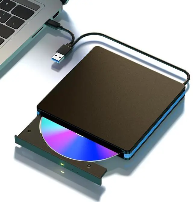 Main image of External CD/DVD Drive with Mute Design, USB 3.0/Type-C Portable CD DVD Burner Player Optical Drives for Laptops Linux Windows Mac