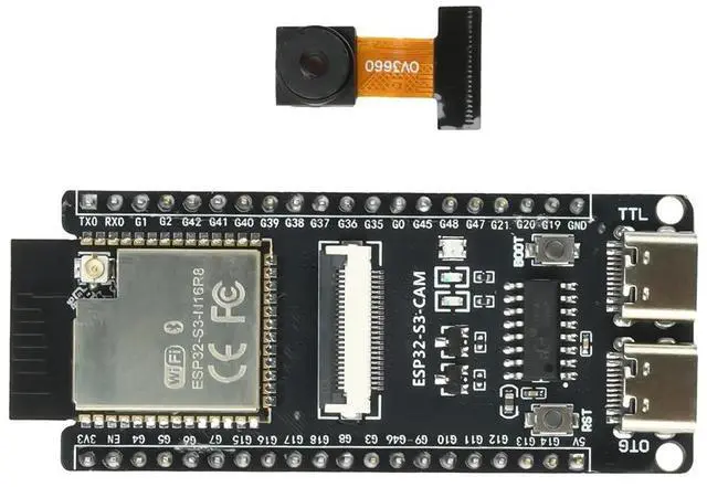 Main image of CH340 Dual Type C ESP32-S3-CAM Development Board Wifi BT Core Board With OV3660 Camera Module Onboard ESP32-S3-N16R8 Module