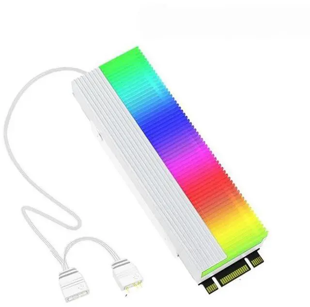 Main image of M.2 SSD 2280 ARGB Heasink M.2 Solid State Drive RGB Radiator Hard Drive Cooling Vest 5V M/B SYNC, Blakc/White
