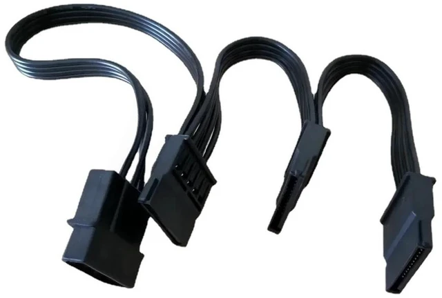 Main image of For 4Pin IDE to 3-Port 15Pin SATA Power Cable Cord Lead 18AWG Wire For Hard Drive HDD SSD PC Server DIY Black