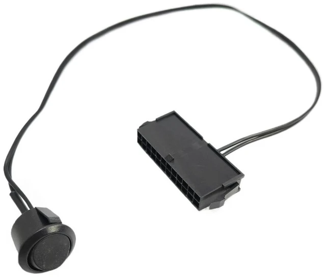 Main image of For PC Server ATX PSU 24Pin Female Socket Starter Switch Button Power Cable 18AWG Wire Self-Lock Boat Shape 50cm Diy