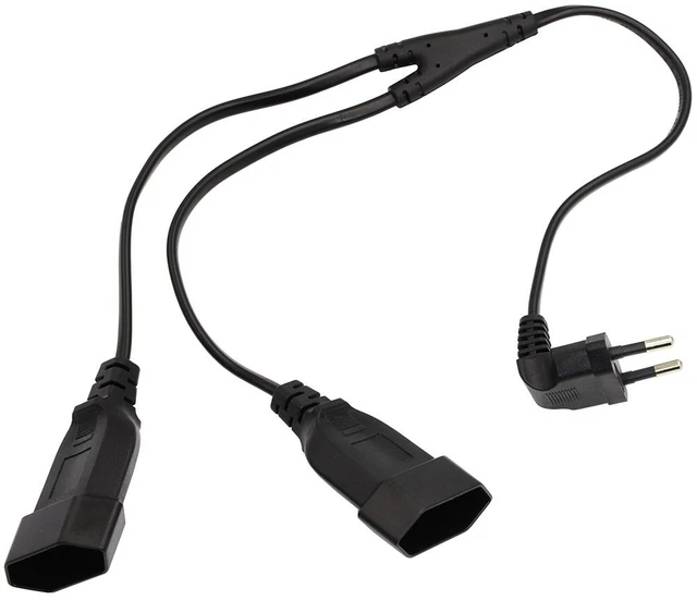 Main image of For 50cm EU CEE7/16 90 Degree Male to Female Dual Output,2 Ways Outlet Extension Cord European 2 Prong M/F Power Splitter Cable