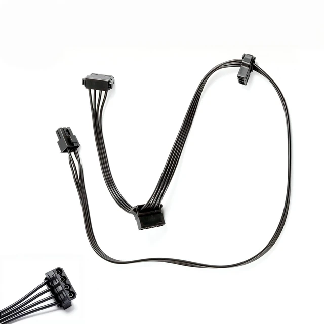 Main image of For For HX, 6Pin to 3 /IDE 4Pin Peripheral Angled Power Cable for HX1200, HX1000, HX850, HX750 Modular Powers