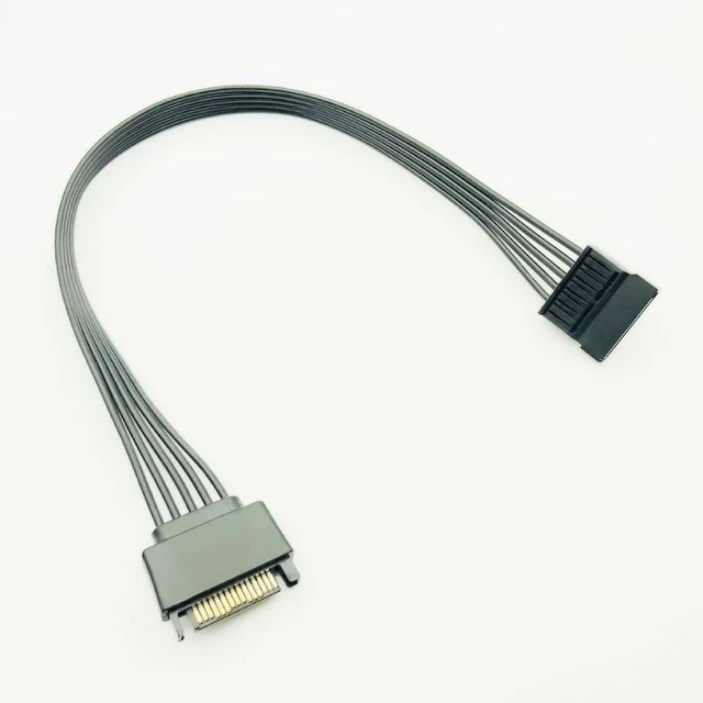 Main image of For 30CM Black Single Sleeved SATA 15Pin Male to Female Power Extension Cable HDD SSD Power Supply Cable SATA Power Cable for PC NEW
