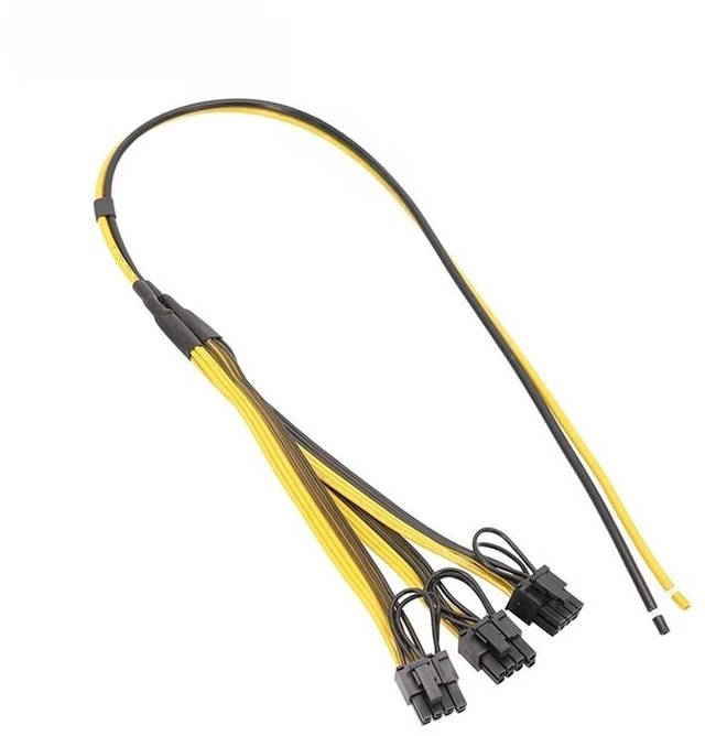 Main image of For 70cm Power Supply Cable 6+2 Pin Card Line 1 to 3 6pin + 2pin Adapter Cable 12AWG+18AWG Splitter Wire for Mining