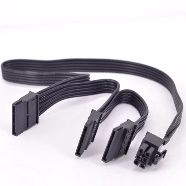 Main image of For 6Pin Male 1 to 3 SATA 15Pin Power Supply Splitter Extension Cable 15P Power Port Multiplier for KM3 Series Modular