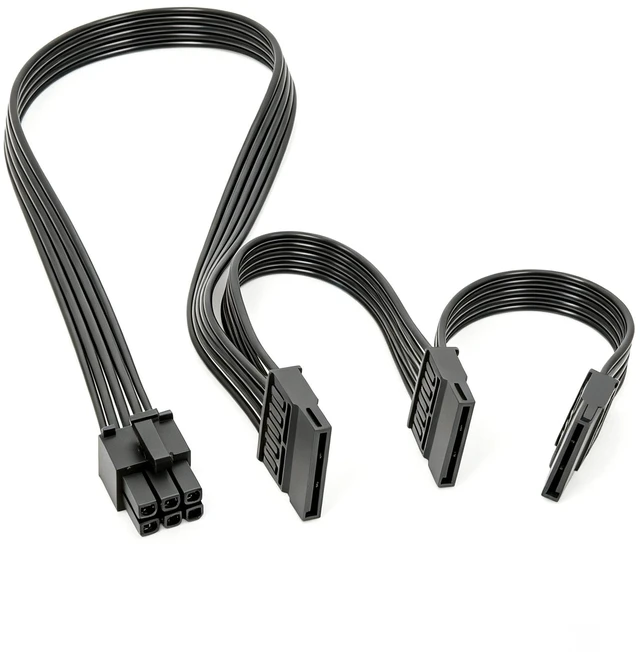 Main image of For 6PIN to 3 SATA Male Straight SSD HDD Power Cable for 550W, 650W, 750W, 850W, 1000W Platinum & Gold Modular Powers