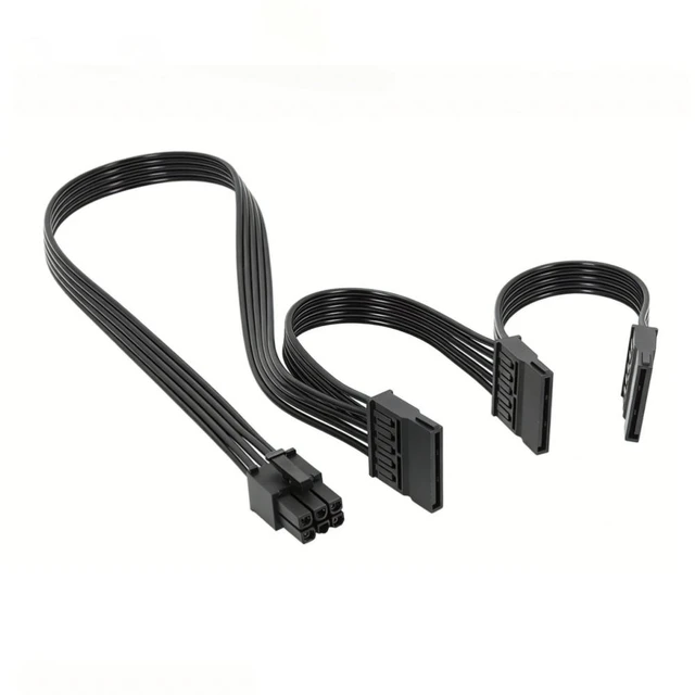 Main image of For 6Pin to 3x SATA Straight 18AWG Flat Wire, SSD HDD Power Cable for HX1050, HX850, HX750, HX650 GOLD Type 3 Modular Power