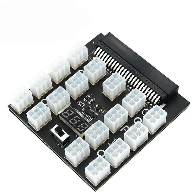 Main image of For For 750W 1100W 1600W 2000W 2400W PSU GPU Mining Breakout Board Server Adapter PCI-E 12V 50Pin to ATX 17 x 6Pin Power Supply
