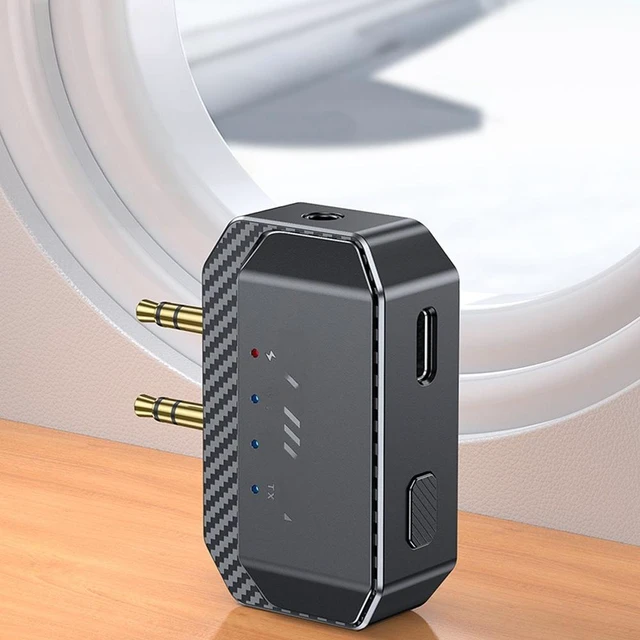 Main image of For Airplane Flight Bluetooth 6.0 Audio Transmitter Dual 3.5mm Aux Jack Wireless Stereo Music Adapter For Headphones PC TV