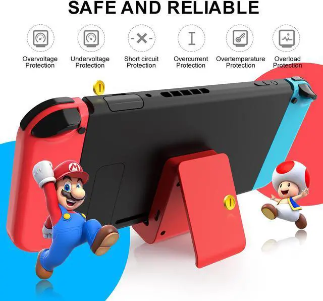 Alt view image 2 of 6 - Switch Stand for Nintendo,Charging Dock for Nintendo Switch and Nintendo Switch Lite,Portable Switch Adjustable Charging Stand for Nintendo with USB Type C Charger Port(Red)