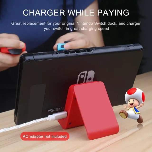 Alt view image 5 of 6 - Switch Stand for Nintendo,Charging Dock for Nintendo Switch and Nintendo Switch Lite,Portable Switch Adjustable Charging Stand for Nintendo with USB Type C Charger Port(Red)