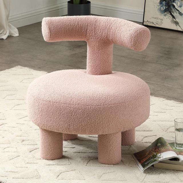 24.4 Width Modern Sherpa Fabric Chair Upholstered Creative Ottoman Pouf  Fuzzy Sofa Footrest Stool Reading Chair Kids Furniture Chair for Living  Room Bedroom Apartment Small Spaces Home Decorative 