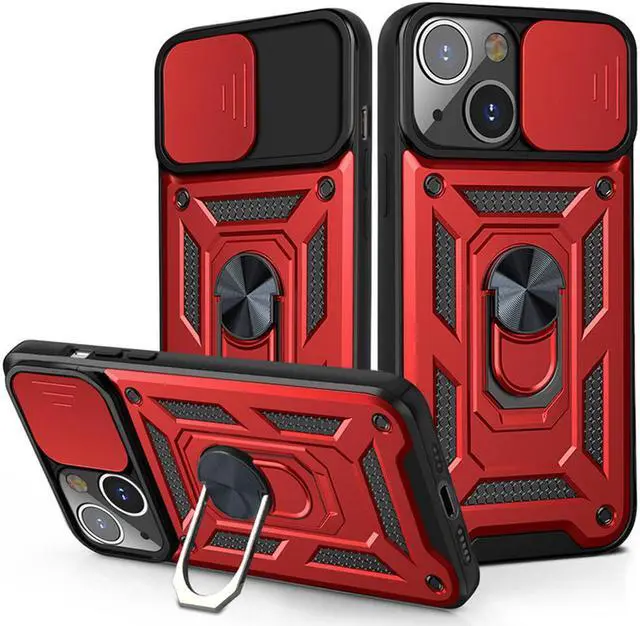 Main image of Rugged Shockproof Heavy Duty Phone Case Armor Ring Stand for iPhone 13 Mini Pro Max(For iPhone 13 Mini, Red)