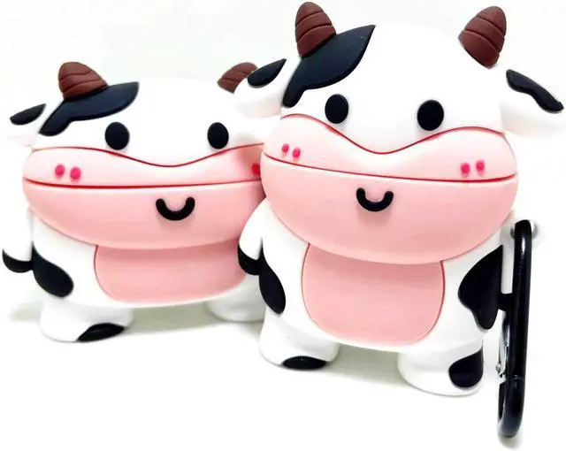 Alt view image 3 of 4 - GazeKu Soft 3D Black White Stand-up Cow Air Pods Case Cover with Clasp Compatible with Air Pods 1 2 3 Pro(for AirPods 1 2)