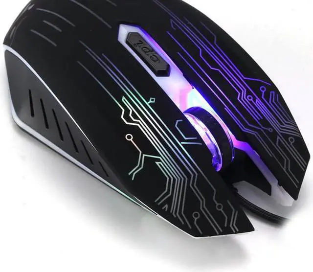 Alt view image 6 of 7 - Gazeku Computer Desktop Wired Gaming Keyboard & Mouse Kit Black w/ LED Colorful Light Large