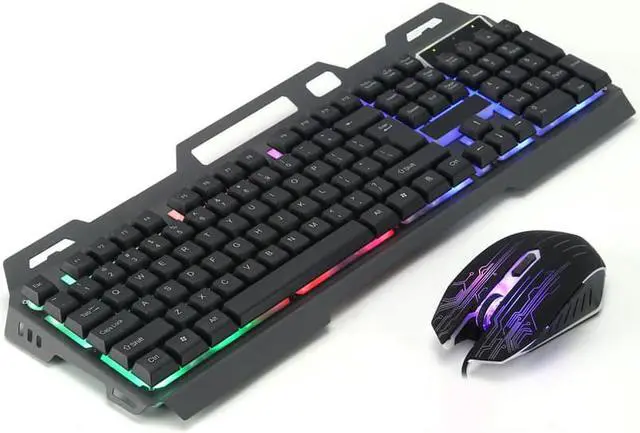 Alt view image 3 of 7 - Gazeku Computer Desktop Wired Gaming Keyboard & Mouse Kit Black w/ LED Colorful Light Large