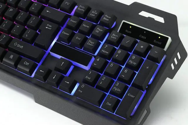 Alt view image 5 of 7 - Gazeku Computer Desktop Wired Gaming Keyboard & Mouse Kit Black w/ LED Colorful Light Large