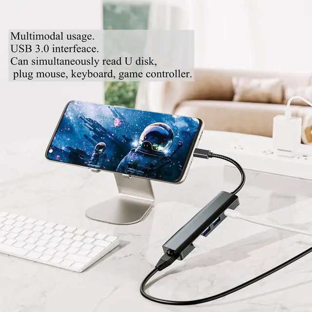 Alt view image 5 of 6 - 5 Ports to Type C Hi-Speed Transmission Lan 1000Mbps PD 100W Charging USB Hub