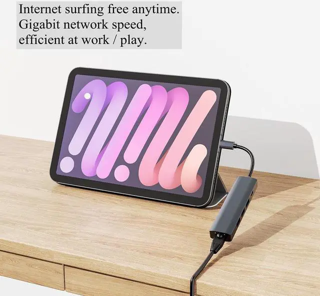 Alt view image 6 of 6 - 5 Ports to Type C Hi-Speed Transmission Lan 1000Mbps PD 100W Charging USB Hub