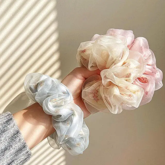 Alt view image 5 of 7 - Fashion Mesh Ball Head Large Intestine Hair Ring Female Super Large Flower Super Immortal Hair Rope Tied Horsetail Headrope Hair Accessories